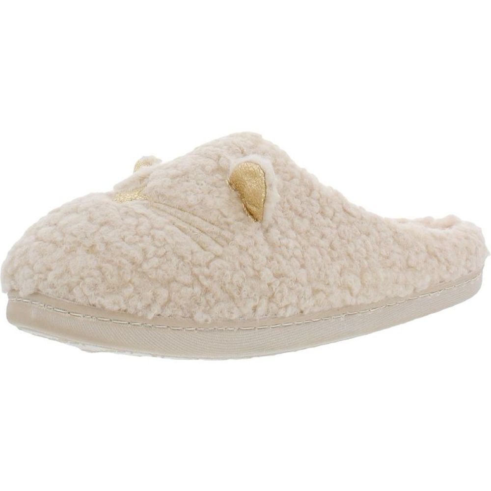 Kensie Womens Critter Clog Slippers Beige Faux Fur Slide Slippers Shoes NWT
